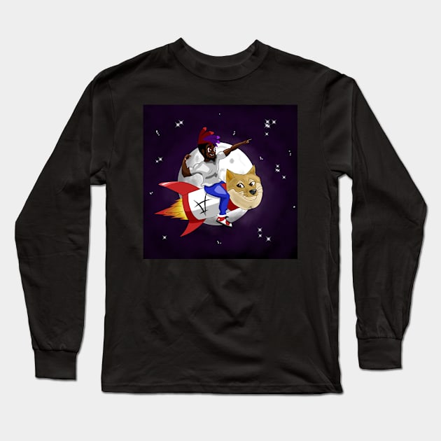 Veillie Starr- Dogecoin to the Moon! Long Sleeve T-Shirt by Veilliestarr